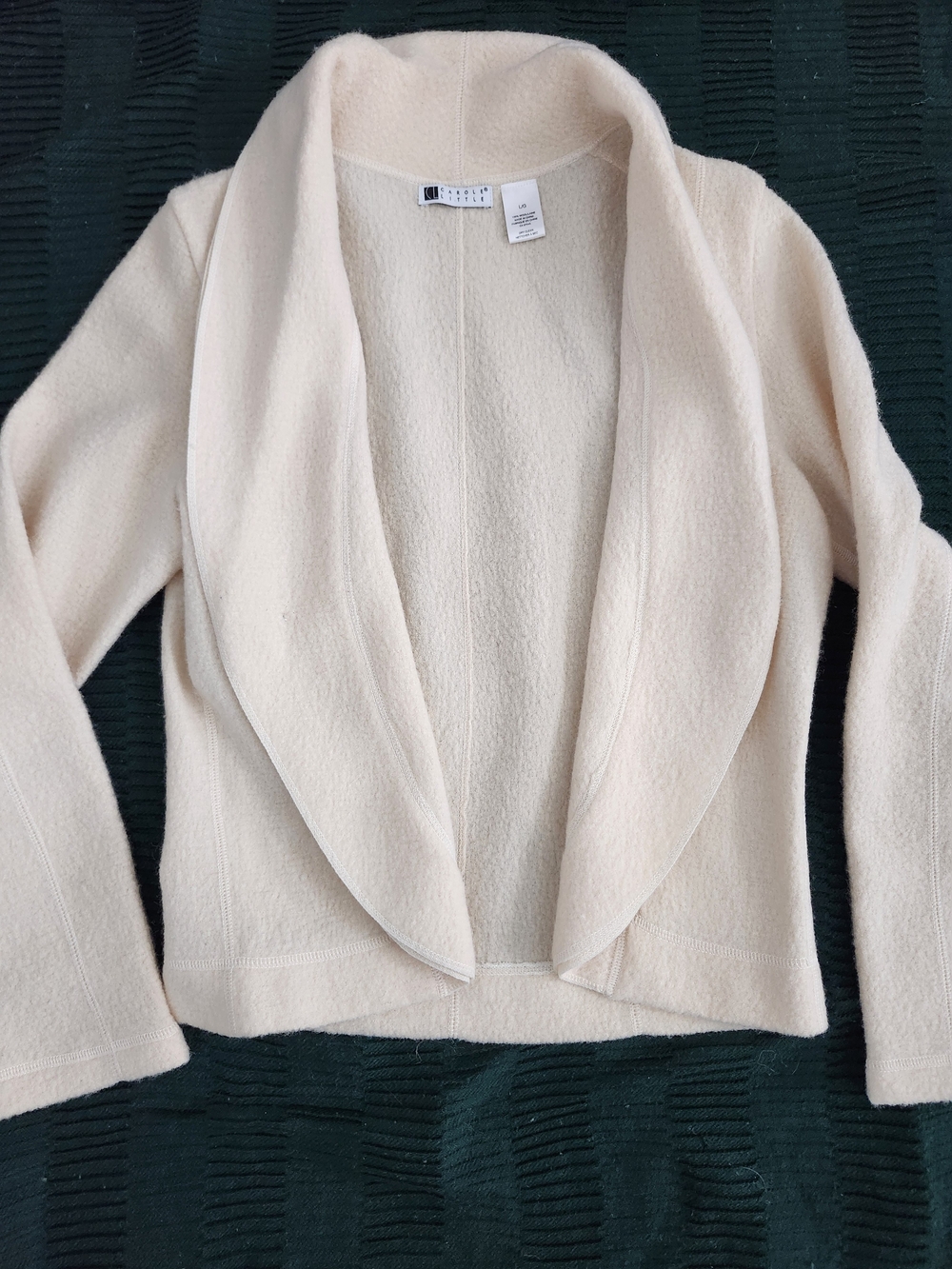 100% WOOL Soft Shawl Collar Cream Women's Sweater Jacket Sweater Small Large